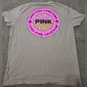 PINK Victoria's Secret Oversized Tropical Glitter Spellout Tee
